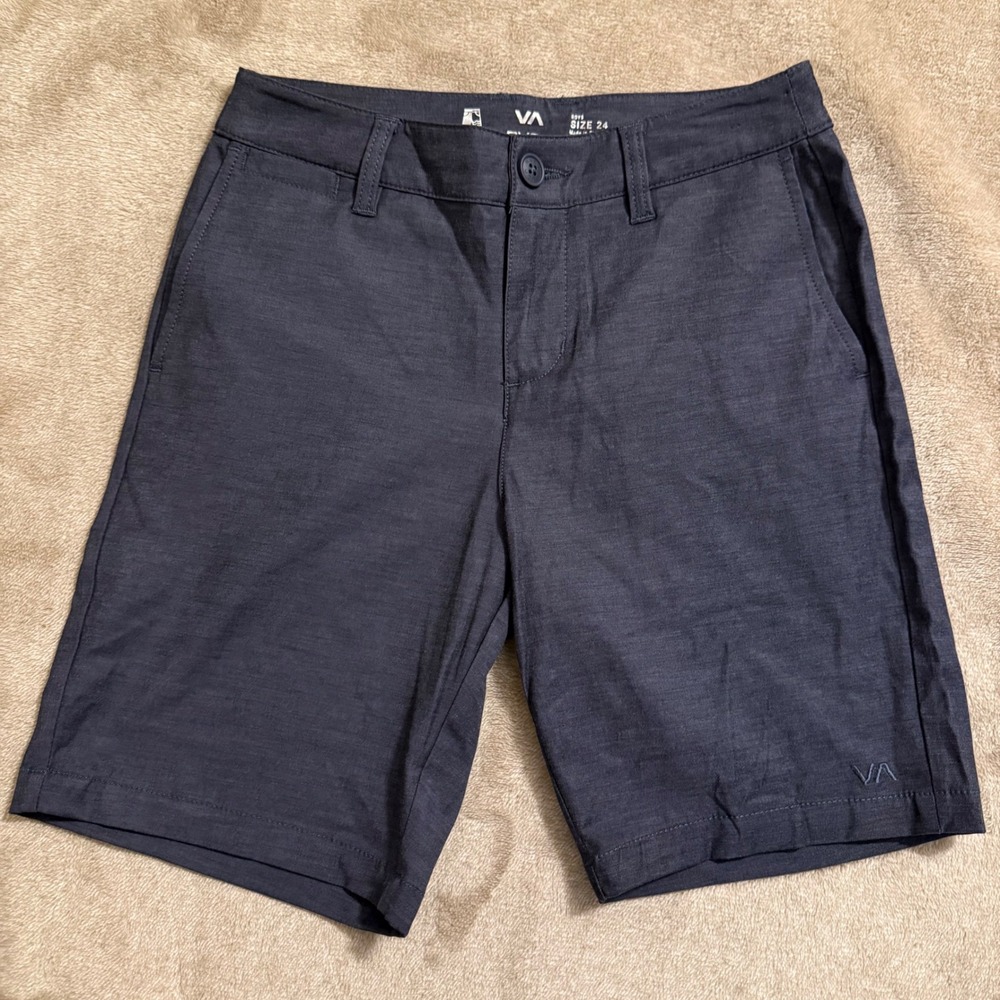 RVCA Boys Size 24 Dual Purpose Trunk Hybrid Shorts Charcoal Gray Walk Shorts